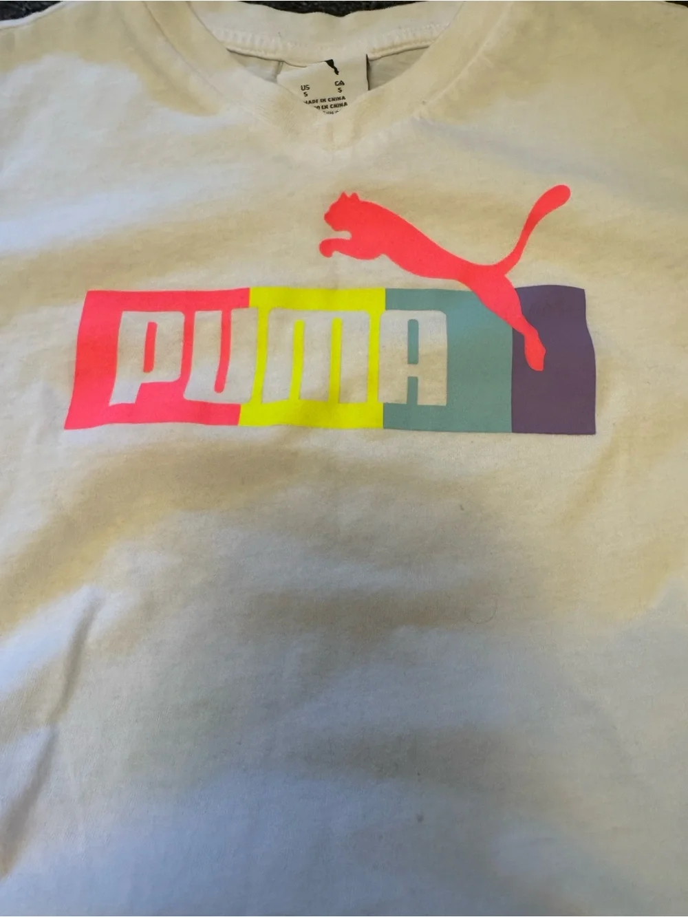 PUMA Girls' 2-Piece Active Set – White  Logo Tie-Front Tee & Neon Pink Leggings - Picture 3 of 9